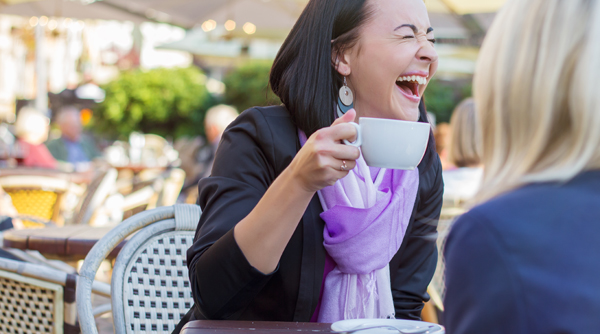 Laughing woman saying Nå in Danish